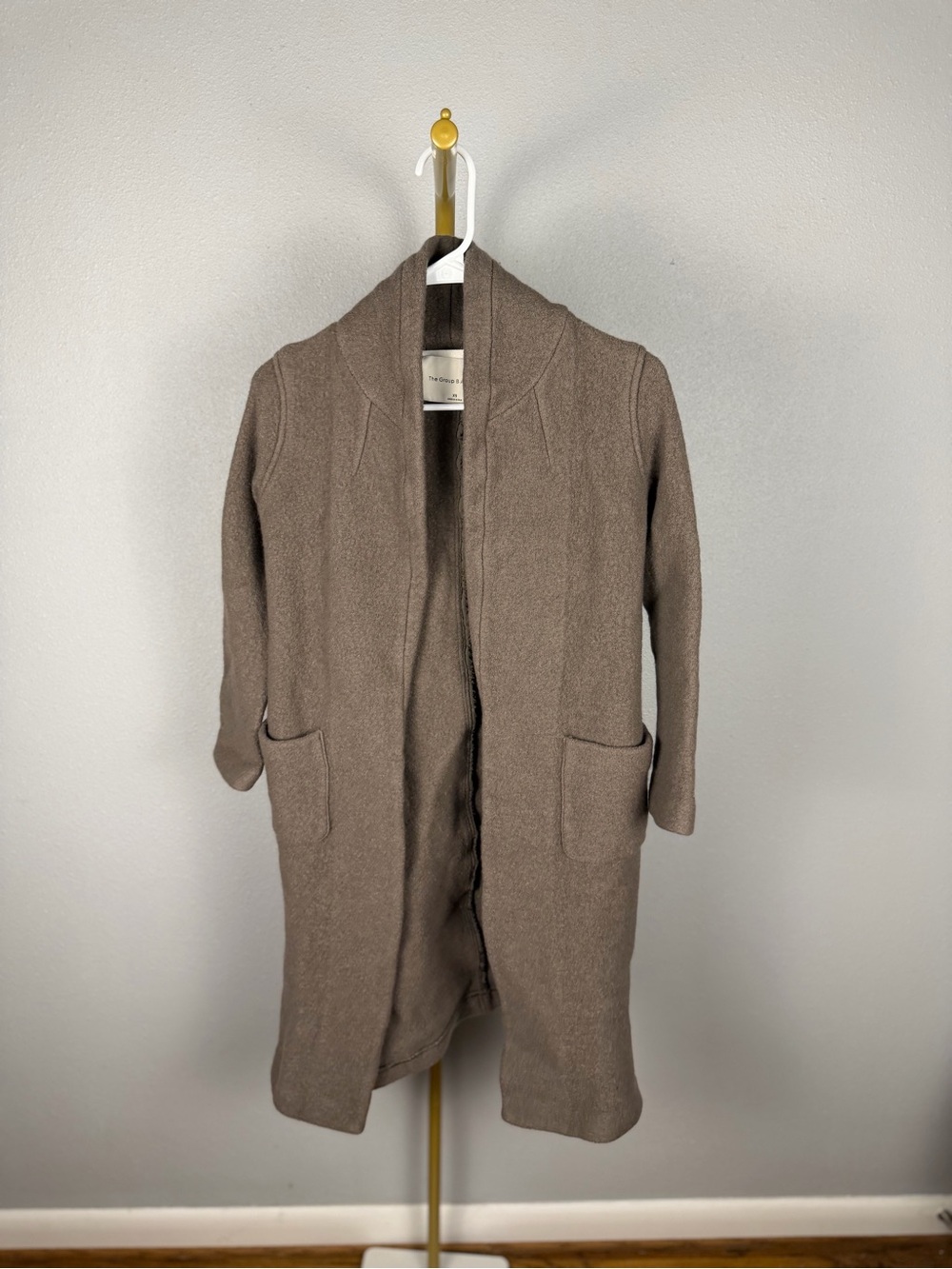 Aritzia The Group Babaton Luxe Lounge Wool Coatigan Jacket XS Gray Taupe